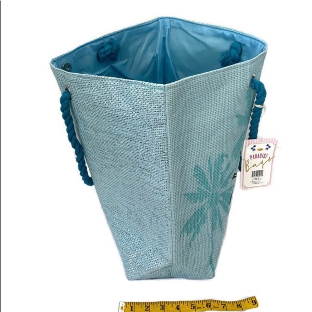 Paradise Bag Oversized Shoulder Tote Bag Nautical Beach Metallic Blue Lo… - Picture 9 of 11
